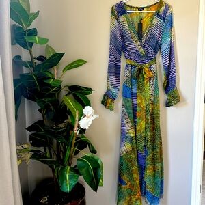 Summer long dress with balloon sleeves